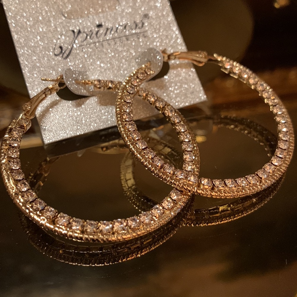 Gold Crystal Hoop Earrings